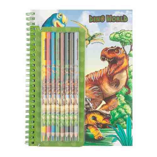Альбом для раскрашивания Depesche Dino World с набором цветных карандашей (046852) арт. 101377902854