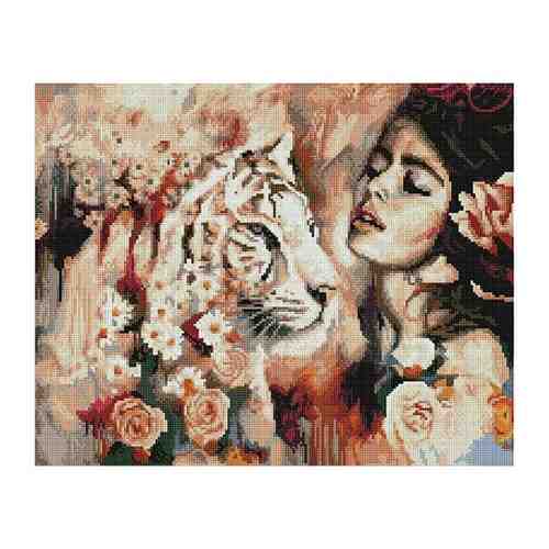 Алмазная мозаика Paintboy GF 4495 Жасмин с тигром в цветах 40x50см арт. 101161850795