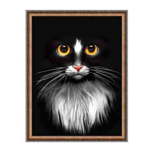Алмазная живопись АЖ-1899 Черный кот 30 х 40 см Набор алмазная мозаика арт. 101324698701