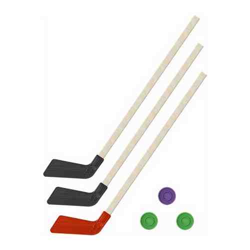 Детский хоккейный набор для игр на улице, свежем воздухе для зимы для лета 3 в 1/ Клюшки хоккейных 80 см (синяя, черная, зеленая) + 3 шайбы арт. 101299904900