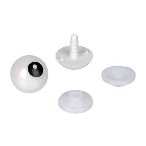 Глаза пластиковые HobbyBe с фиксатором, d 22 мм, 50 шт, белые, с поворотом зрачка и бликом (CKB-22F) арт. 101284939513