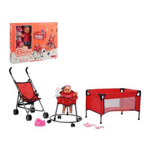 Игровой набор кукла пупс с коляской, манежем, ходунками и аксессуарами, для девочек, игра в дочки-матери, JB0209344 арт. 101727672872