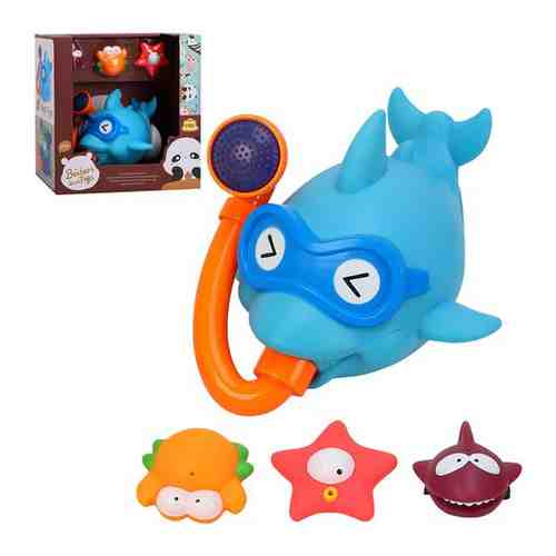 Игрушка для купания Акула с аквалангом, 3 пищалки в комплекте, игры с водой, игрушка для ванны, для мальчиков/девочек, JB0333768 арт. 101759713227