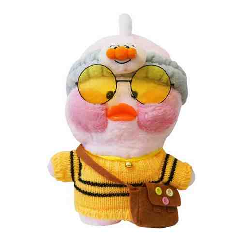 Мягкая игрушка уточка Лалафанфан 30см розового цвета с желтыми очками / Утка Lalafanfan из тик-ток арт. 101561033912