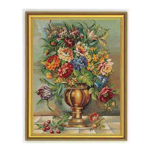 Набор для вышивания Цветы в бронзовой вазе, лён 18 ct арт. 100928472409