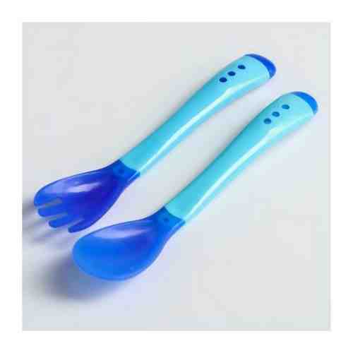 Набор приборов для кормления: термовилка и термоложка, 2 шт., цвет голубой арт. 101459639130