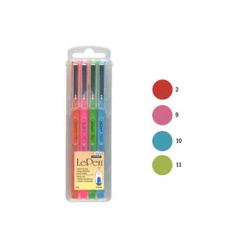 Набор ручек капиллярных LePen Bright Set , 0,3 мм 4 шт/уп MAR4300-4H/P в пенале Цвет: Красный, розовый, светло-голубой, светло-зеленый арт. 101635418384