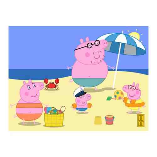 Пазлы для детей Свинка Пеппа и семья на пляже Детская Логика арт. 1699935466