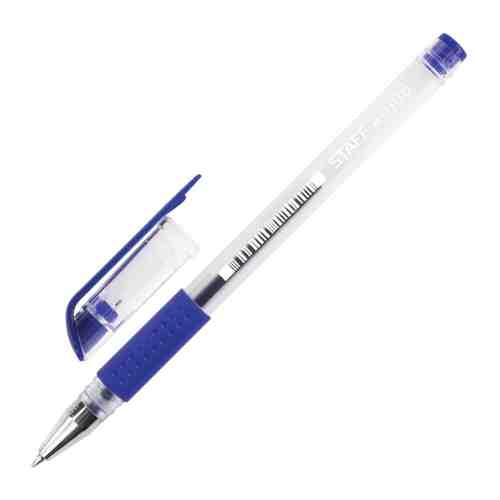 Ручка гелевая с грипом STAFF «EVERYDAY», синяя, корпус прозрачный, узел 0,5 мм, линия письма 0,35 мм арт. 101424337131