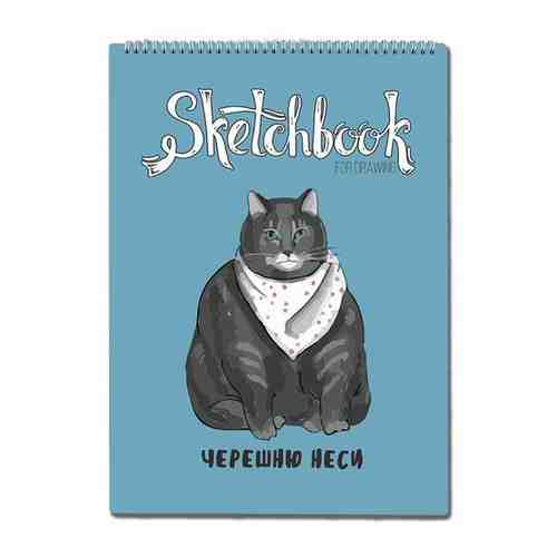 Скетчбук А3 50 листов Блокнот для рисования, эскизов с деревянной обложкой мемы коты толстый кот черешню неси милота - 1029 арт. 101767737554