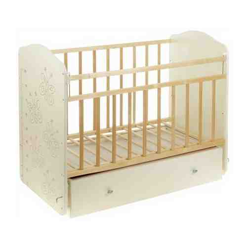 ВДК Детская кроватка «Морозко. Бабочки» с ростомером, на маятнике, с ящиком, цвет белый/берёза арт. 101454210939