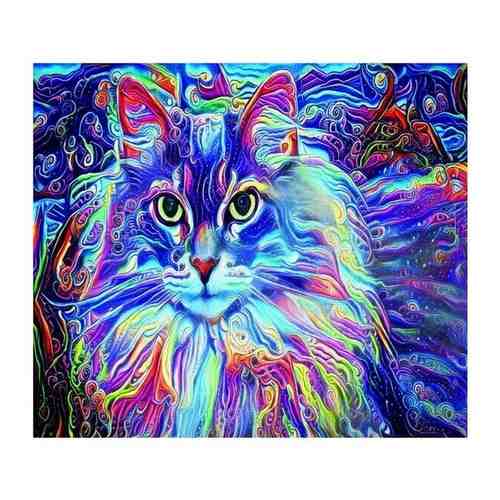 Алмазная мозаика Пушистая кошка и ночные огни 30x40 M34_ZX11007 на подрамнике арт. 101441814914