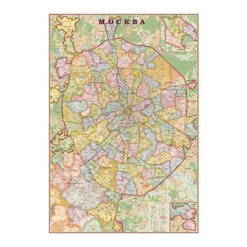 атлас-принт Настенная карта Москвы размер 1,07х1,57 м в стиле 