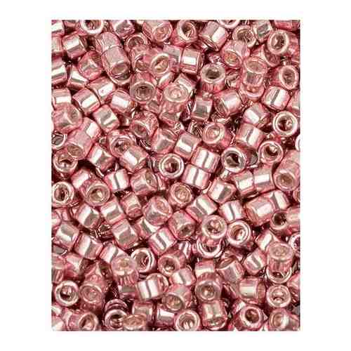 Бисер Miyuki Delica, цилиндрический, размер 11/0, цвет: Гальванизированный розовая пудра (0435), 4,5 грамм арт. 101116682379