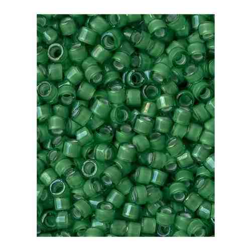 Бисер Miyuki Delica, цилиндрический, размер 11/0, цвет: Окрашенный изнутри белый-радужный зеленый (1787), 4,5 грамм арт. 101116679834