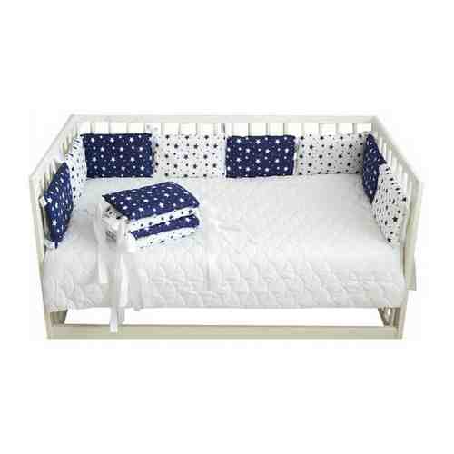 Бортики для детской кровати, цвета: серый и голубой со звездами арт. 100395160870