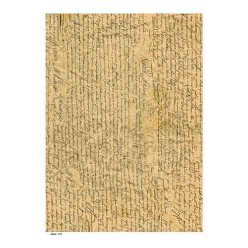 Декупажная рисовая карта А4 ультратонкая бумага салфетка 0791 рукопись шрифт письмо текст миниатюра винтаж крафт Milotto арт. 101510858339