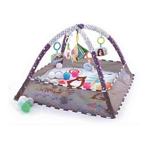 Детский коврик развивающий Talita Kids с подвесками-погремушками, манеж детский с мячиками, коврик для ползания, игровой коврик, 80х80, розовый арт. 101723195755