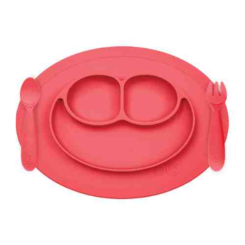 Ezpz Набор детской посуды прилипающий силиконовый из 3х предметов Mini Feeding Set, Коралловый арт. 101592893135