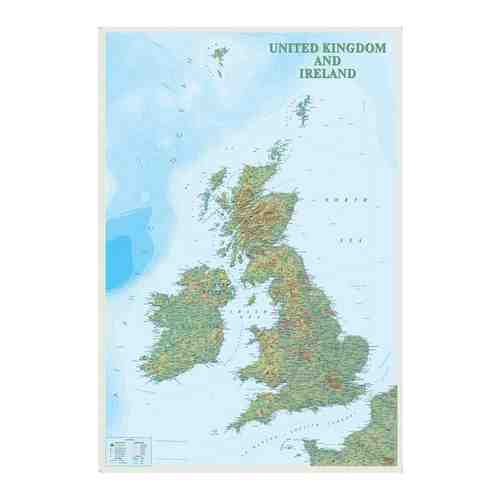 Физическая карта Великобритании на английском языке, 56*80 см арт. 101427210866