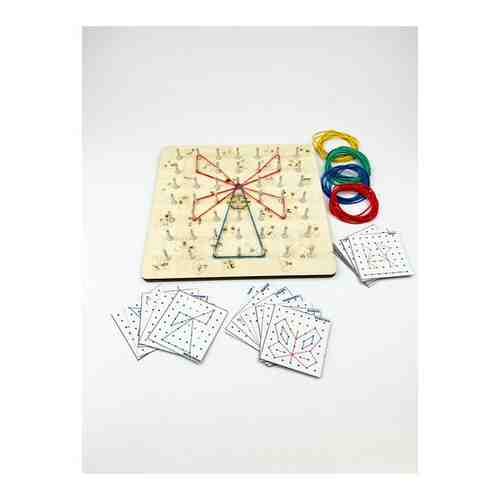 Геоборд с резинками, Развивающие игрушки от 3 лет, Математический планшет, Головоломка арт. 101719564837