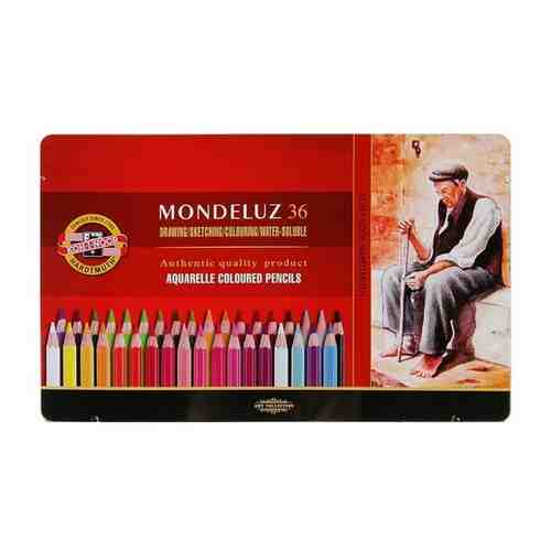 Карандаши акварельные набор 36 цветов, Koh-I-Noor Mondeluz 3725, в металлическом пенале арт. 101453257888