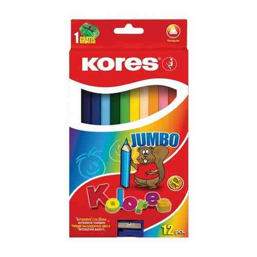 Карандаши цветные 12цв 3-гран,точилка Kores Jumbo 93512.01 арт. 101500698237