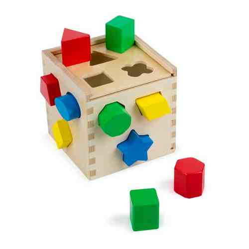 Куб, сортировщик фигур, Melissa Doug (сортер, 12 деревянных элементов) арт. 100457435734