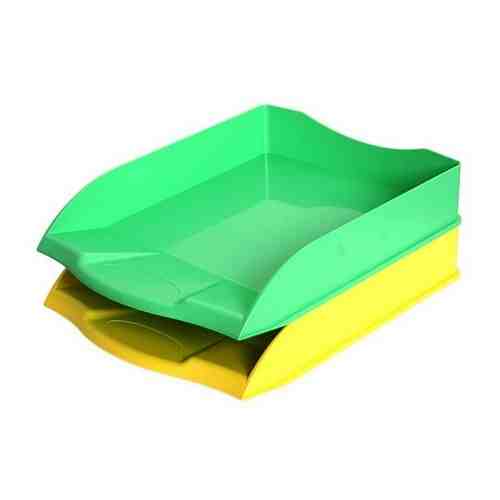 Лоток для бумаг Attache Selection горизонтальный, 2 шт, зеленый и желтый арт. 101427557912