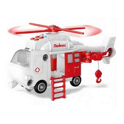Машинка детская, Вертолет Скорая помощь, с аксессуарами, со световыми и звуковыми эффектами, размер вертолета - 31 х 8 х 15 см. арт. 101650851913