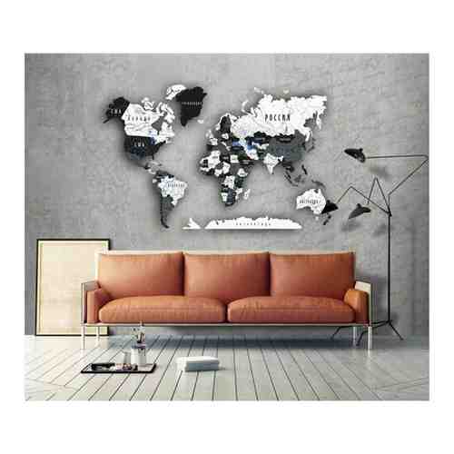 Многоуровневая карта мира из дерева с Антарктидой/деревянная карта на стену/ размер 100х60см арт. 101464184950