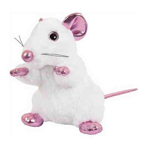 Мягкая игрушка Мышка белая с розовыми лапками, 19 см игрушка мягкая в подарочном мешочке - ABtoys [M2090] арт. 101552646067