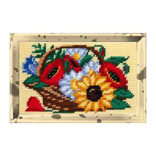 Набор для вышивания с пряжей BAMBINI арт.X2301 Полевые цветы в корзине 15х25 см арт. 101418390008