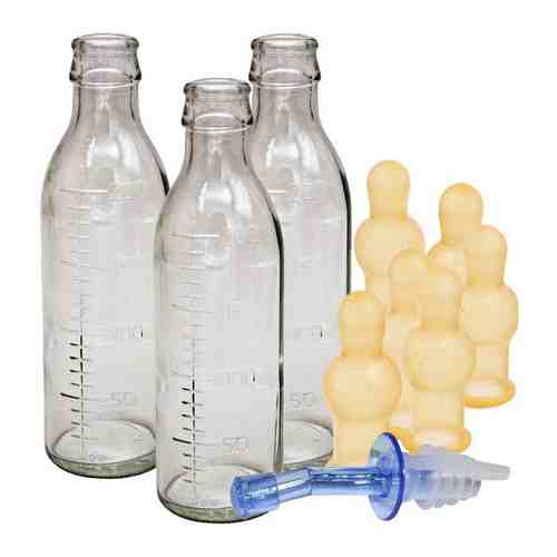 Набор из бутылочек для кормления, комплект: 3 - бутылочки, 6 - сосок, 1 - пробка дозатор арт. 101650972122