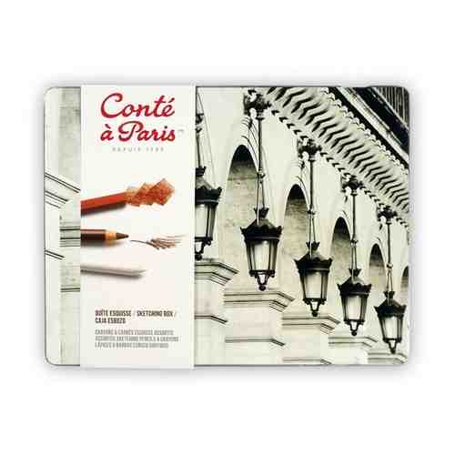 Набор карандашей для набросков Conte a Paris, 6 каран., 12 мелков, 1 клячка, 2 тортиллона, металл. коробка ( Артикул 318111 ) арт. 907491193