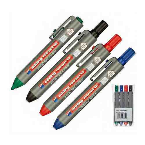 Набор маркеров для досок EDDING retract 12 4шт.уп 1,5-3 мм., , 1 шт. арт. 100935282011