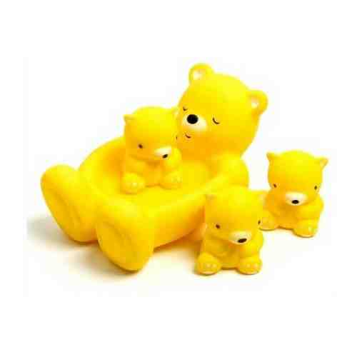 Набор резиновых игрушек с пищалкой для игры в ванной Мишки: мыльница, игрушки 3 шт, цвет микс, 15 . арт. 674390138