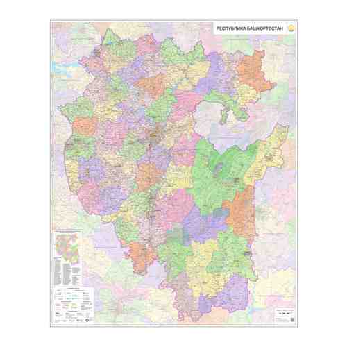 настенная карта Республики Башкортостан (Башкирия) 117 х 145 см (на баннере) арт. 101699097129