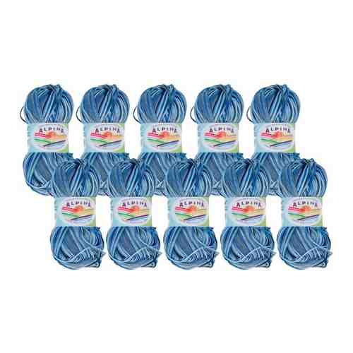 Пряжа Alpina Katrin, 100% мерсеризованный хлопок, 10*50 г, 140 м+-10 м, №030, белый, голубой арт. 100906896751