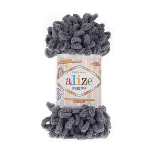 Пряжа для вязания Alize 'Puffy' 100г 9м (100% микрополиэстер) (87 темно-серый), 5 мотков арт. 101080122244