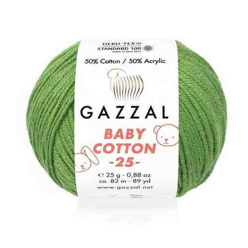 Пряжа Gazzal Baby Cotton 25 Цвет. 3449, зеленый, 10 мот., хлопок - 50%, акрил - 50% арт. 101668074320