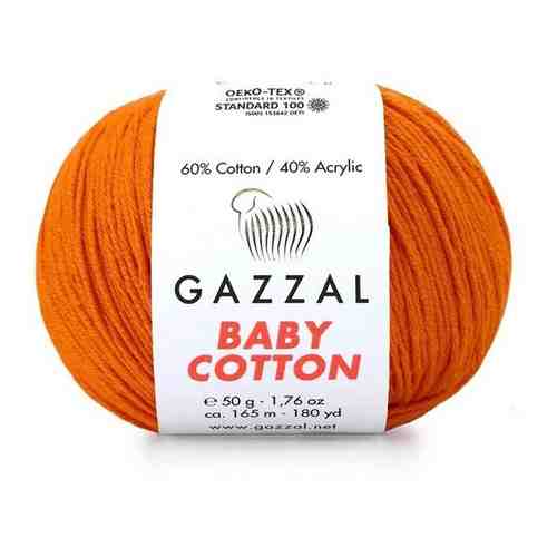 Пряжа Gazzal Baby Cotton (Беби Коттон) - 2 мотка Цвет: Морковный (3419) 60% хлопок, 40% акрил 50г 165м арт. 101768877293