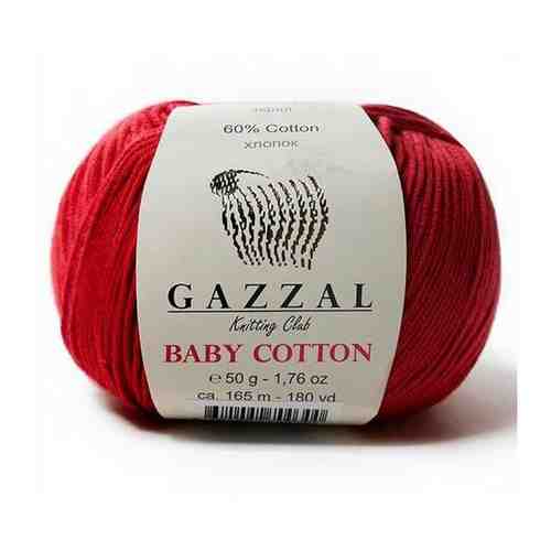 Пряжа Gazzal Baby Cotton (Беби Коттон) - 2 мотка Цвет: Темно-красный (3439) 60% хлопок, 40% акрил 50г 165м арт. 101768877218