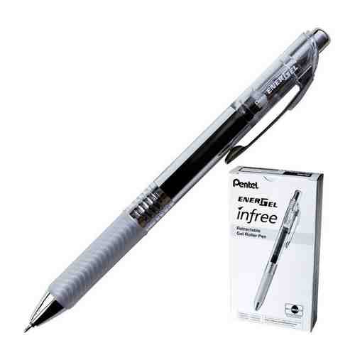 Ручка гелевая Pentel Energel Infree, автоматическая, резиновый манжет, черный стержень, 0,25 мм арт. 101408668068