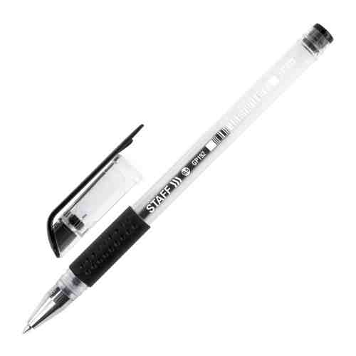 Ручка гелевая с грипом STAFF «EVERYDAY», черная, корпус прозрачный, узел 0,5 мм, линия письма 0,35 мм арт. 101423497143