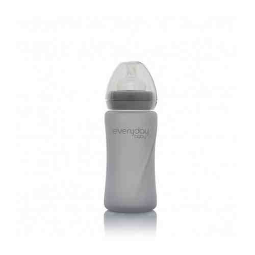 Стеклянная бутылочка EveryDay Baby с защитным силиконовым покрытием Healthy +, 240 мл, серый арт. 101326485797