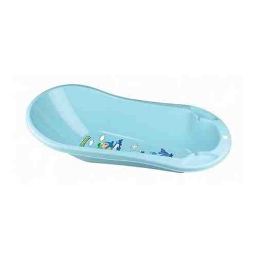 Ванночка детская Пластишка, с клапаном для слива воды и аппликацией, 46 л, светло-голубая арт. 1418760862