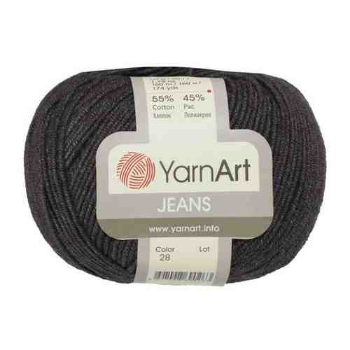YarnArt Пряжа YarnArt Jeans (55% хлопок, 45% акрил) 50 гр, 160 м, 28 темно-серый меланж арт. 101416679344