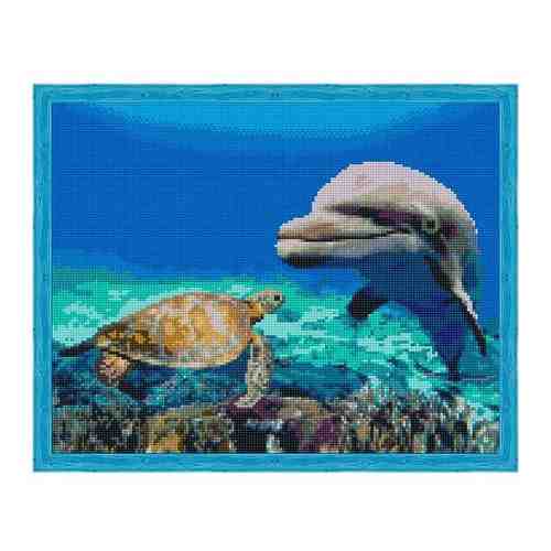 Алмазная мозаика Морские друзья, Цветной мир ярких идей 40x50 см. арт. 101543854742