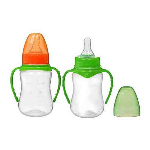 Бутылочка для кормления детская приталенная, с ручками, 150 мл, от 0 мес., цвет зелёный арт. 101453134734